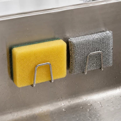 Kit 2 Suportes para Esponja em Aço Inox – Ganchos para Pia e Cozinha