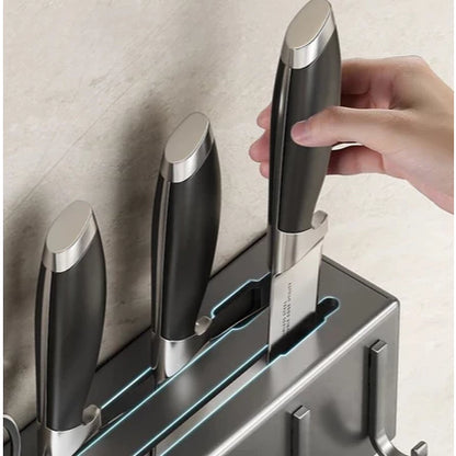 Suporte Organizador de Parede para Facas, Talheres e Utensílios – 6 ou 10 Ganchos