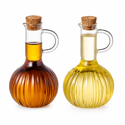 Galheteiro de Vidro 2 Peças com Base de Bambu