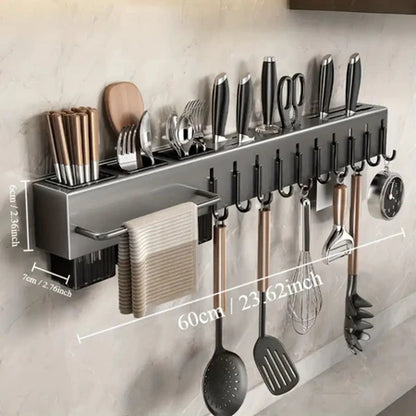 Suporte Organizador de Parede para Facas, Talheres e Utensílios – 6 ou 10 Ganchos