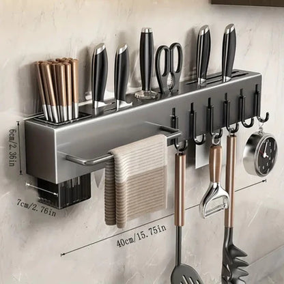 Suporte Organizador de Parede para Facas, Talheres e Utensílios – 6 ou 10 Ganchos