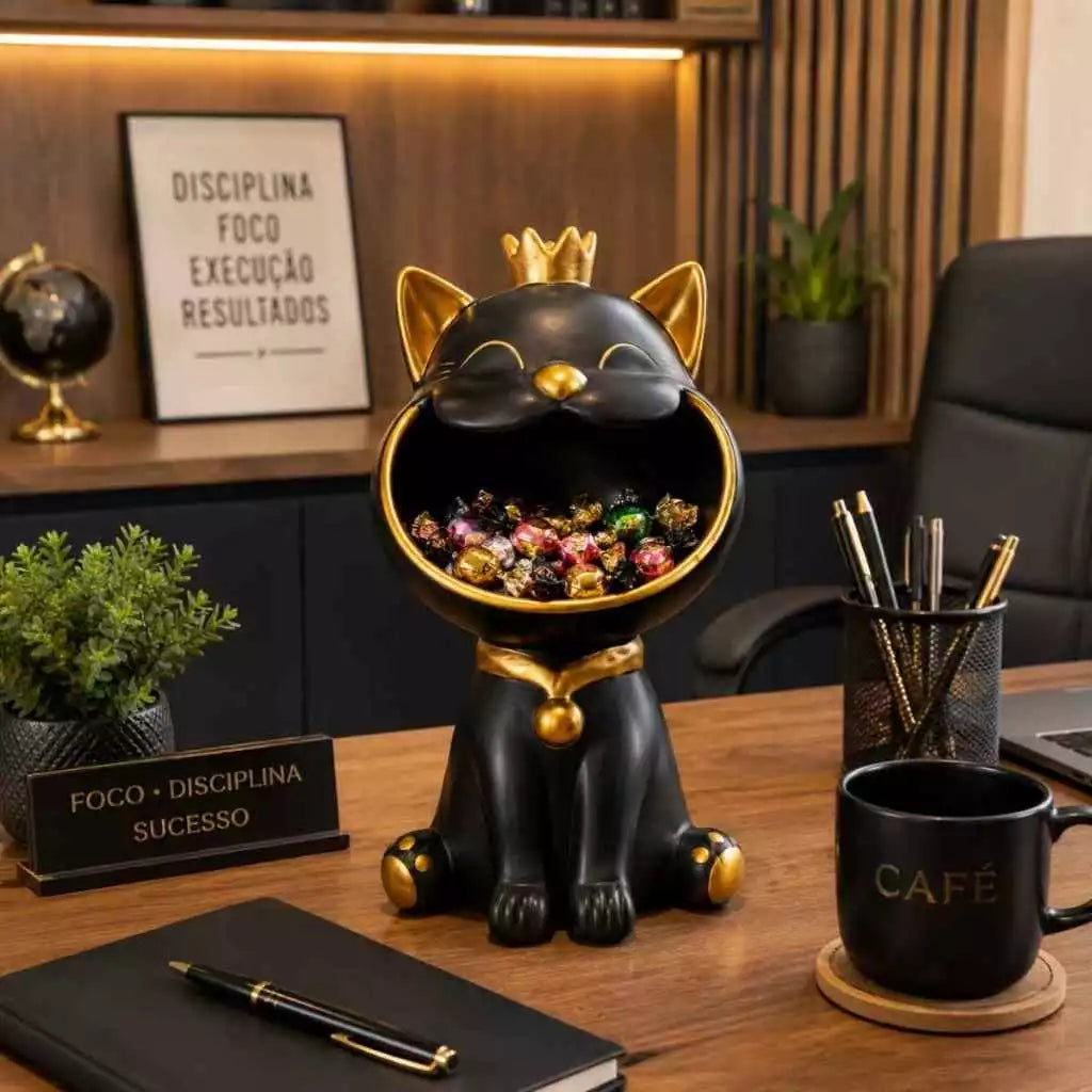 Organizador Decorativo Gato Premium Multiuso – Porta Cápsulas, Bombons, Balas e Objetos Decorativos