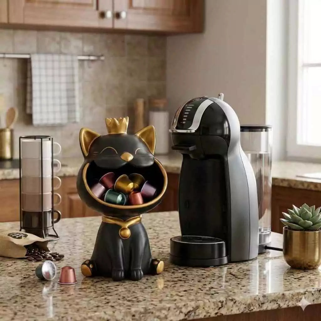 Organizador Decorativo Gato Premium Multiuso – Porta Cápsulas, Bombons, Balas e Objetos Decorativos