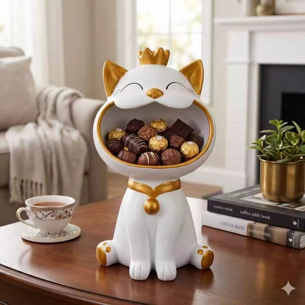 Organizador Decorativo Gato Premium Multiuso – Porta Cápsulas, Bombons, Balas e Objetos Decorativos