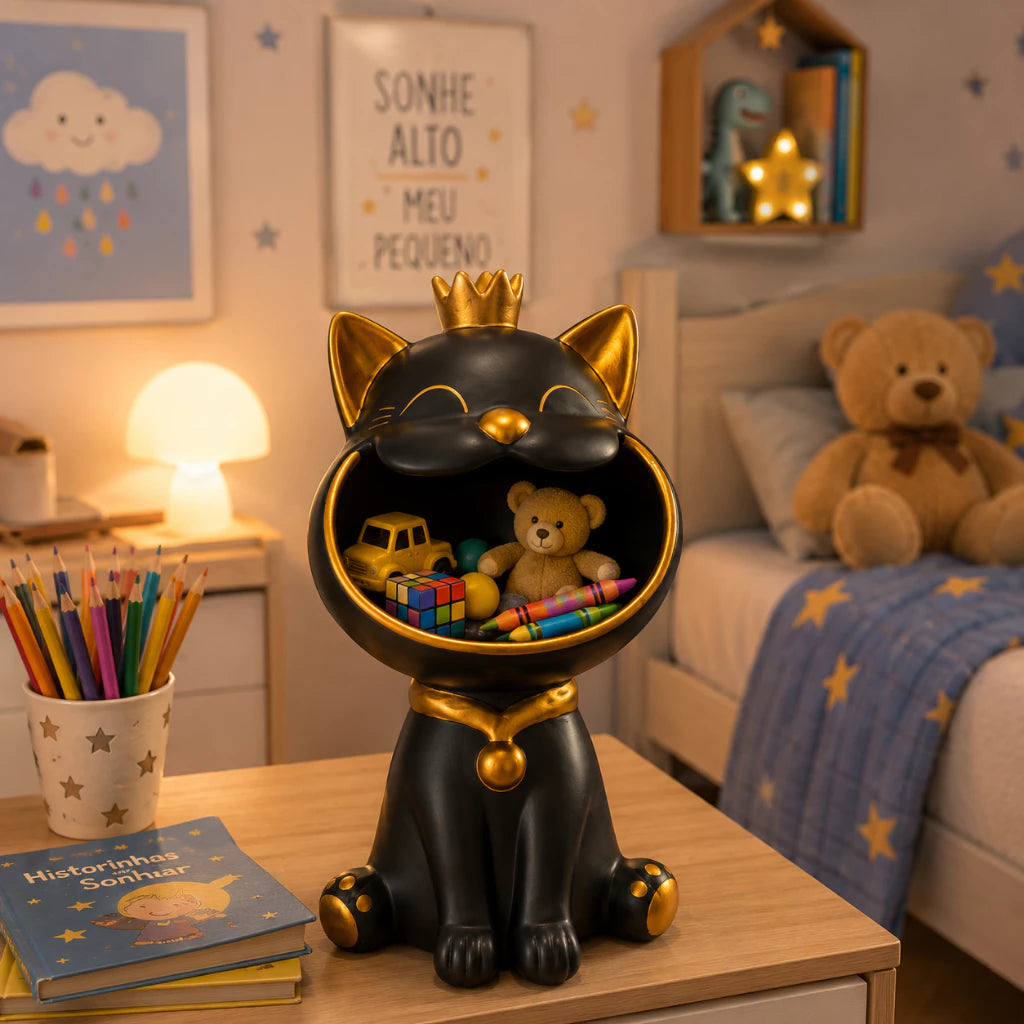 Organizador Decorativo Gato Premium Multiuso – Porta Cápsulas, Bombons, Balas e Objetos Decorativos
