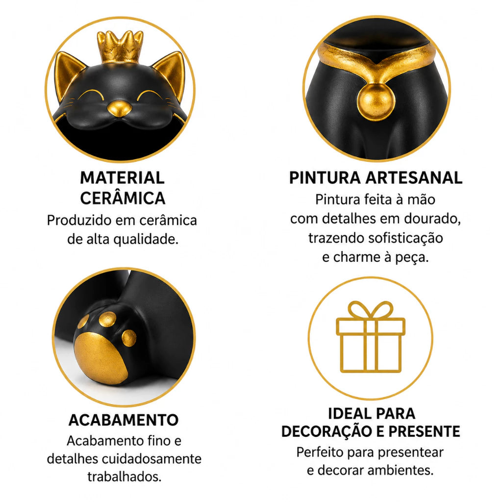 Organizador Decorativo Gato Premium Multiuso – Porta Cápsulas, Bombons, Balas e Objetos Decorativos