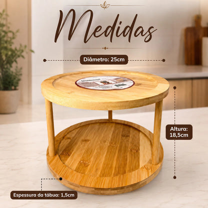 Organizador Giratório de Bambu 2 Andares