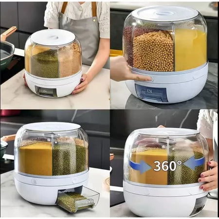 Porta-Mantimentos Giratório 360° – 6 Compartimentos Herméticos