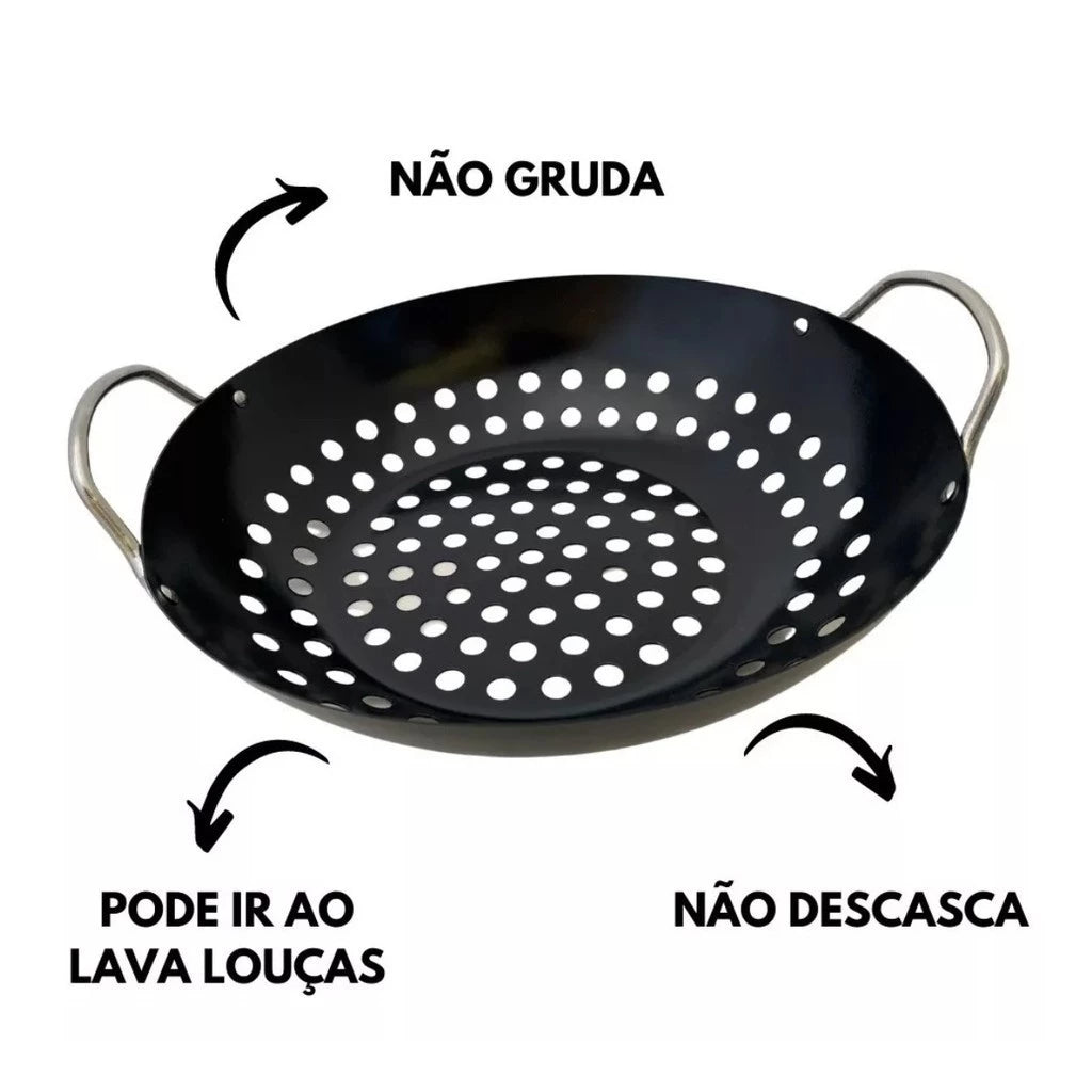 Grelha Frigideira Antiaderente para Churrasqueira