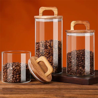 Pote De Vidro Hermético Cilíndrico Housee - Kit 3 Peças