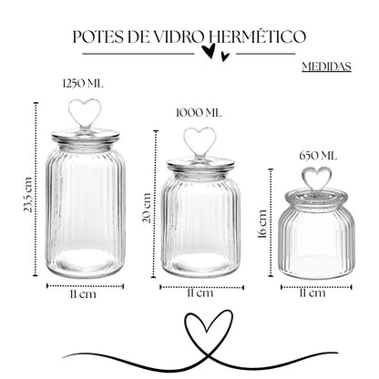 Pote de Vidro Hermético Love - Kit