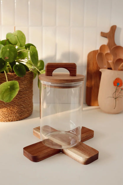 Pote De Vidro Hermético Cilíndrico Housee - Kit 3 Peças