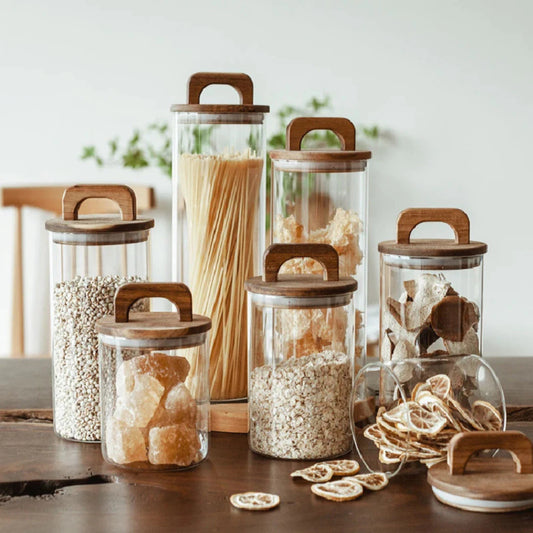 Pote De Vidro Hermético Cilíndrico Housee - Kit 3 Peças