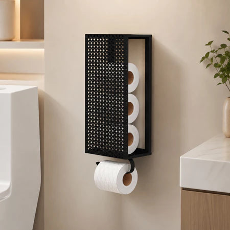 Porta Papel Higiênico de Parede em Aço – Estilo Industrial Preto ou Branco
