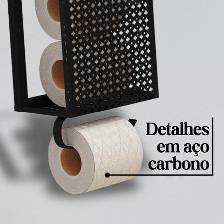 Porta Papel Higiênico de Parede em Aço – Estilo Industrial Preto ou Branco