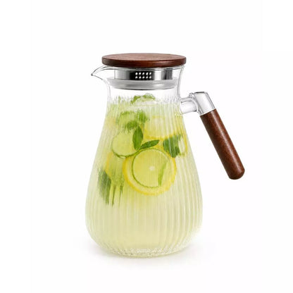 Jarra de Vidro Borossilicato 1,8L com Tampa e Filtro em Inox – Elegância para Bebidas Quentes e Frias