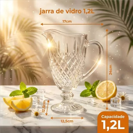 Jarra de Vidro Diamond 1,2L – Elegância e Sofisticação para Servir Bebidas com Estilo