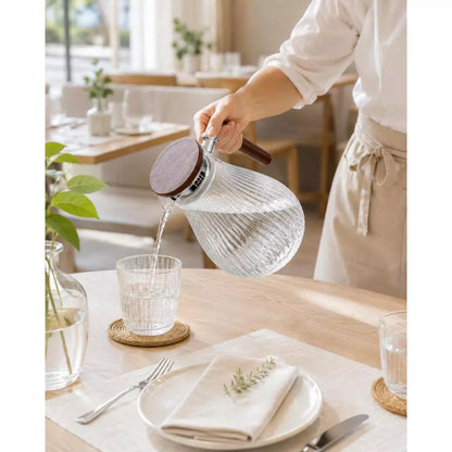 Jarra de Vidro Borossilicato 1,8L com Tampa e Filtro em Inox – Elegância para Bebidas Quentes e Frias