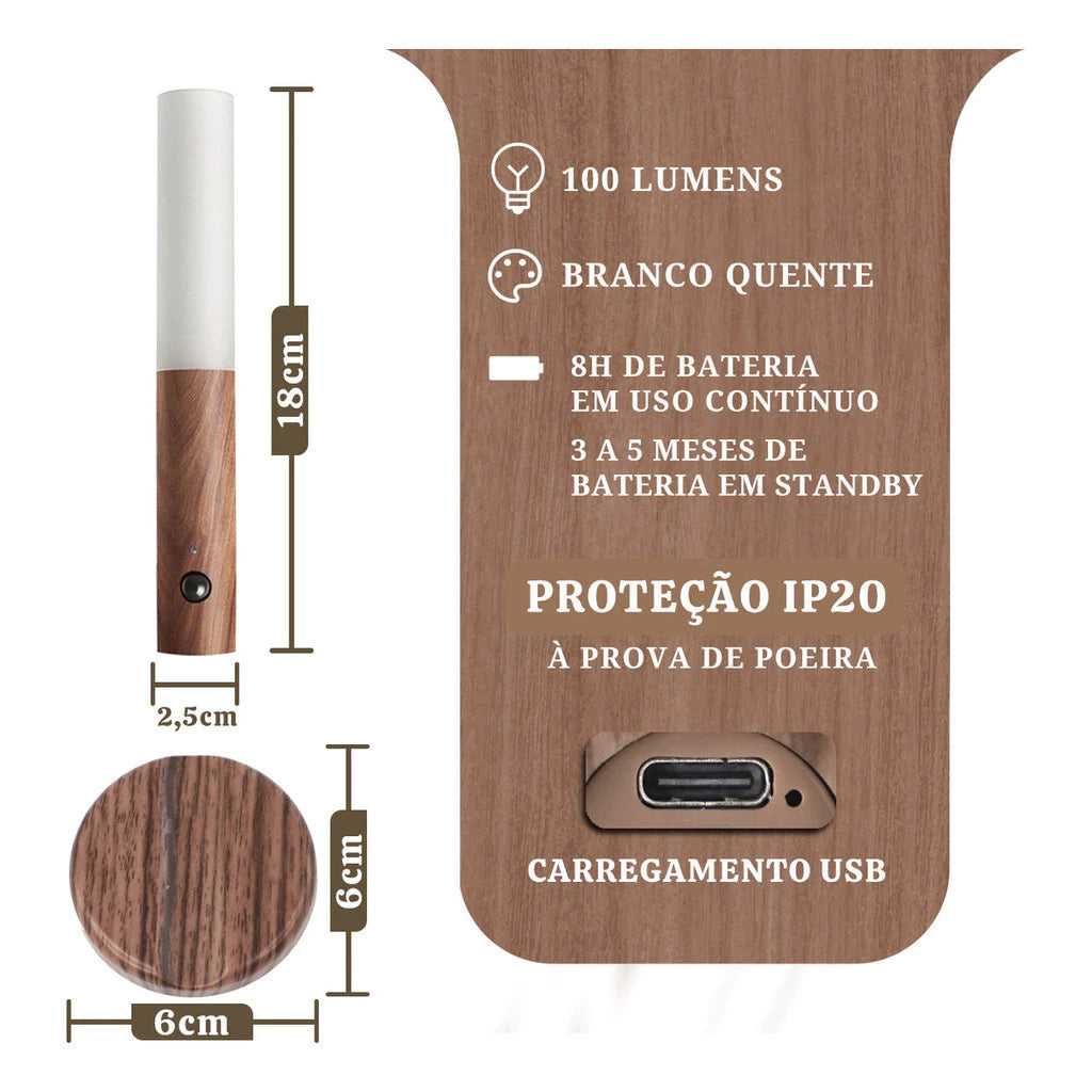 Luminária Bastão Portátil Recarregável
