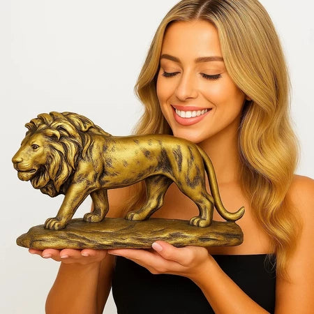 Escultura Leão Gold Housee