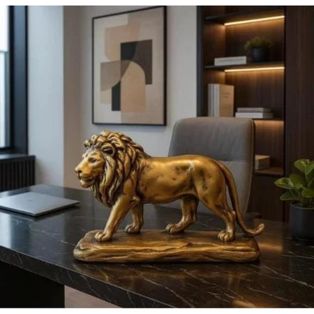Escultura Leão Gold Housee