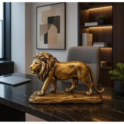 Escultura Leão Gold Housee