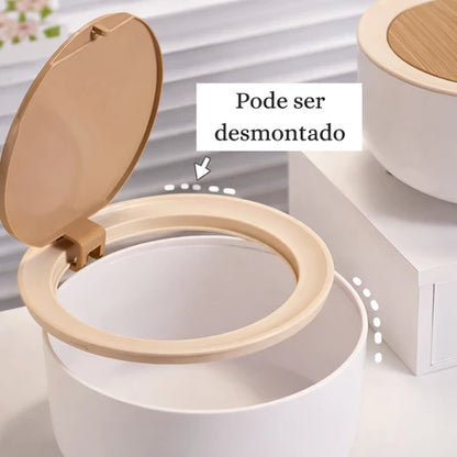 Mini Lixeira Multiuso de Mesa com Tampa – Compacta, Elegante e Funcional para Escritório, Cozinha e Lavabo