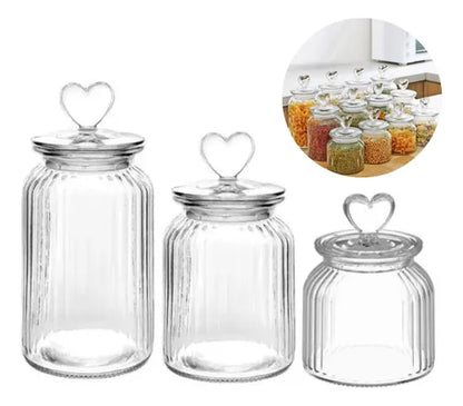 Pote de Vidro Hermético Love - Kit