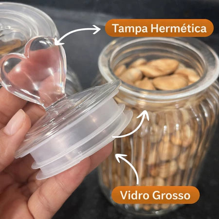 Pote de Vidro Hermético Love - Kit