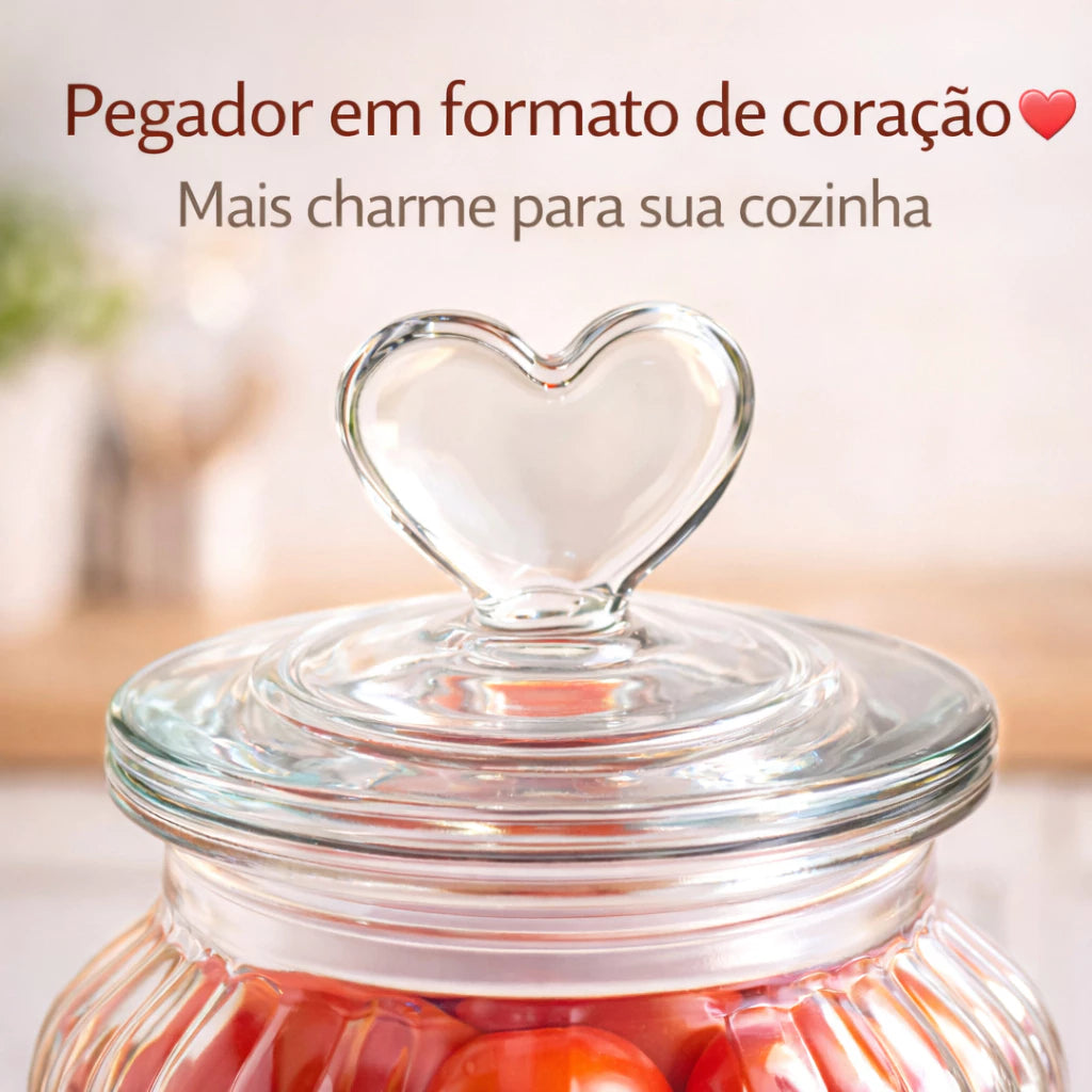Pote de Vidro Hermético Love - Kit