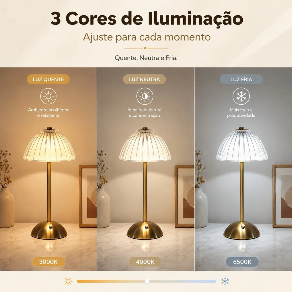 Abajur de Mesa Dourado com Cúpula Housee