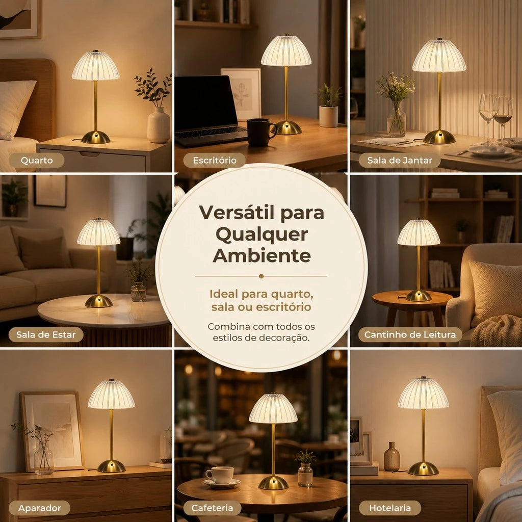 Abajur de Mesa Dourado com Cúpula Housee