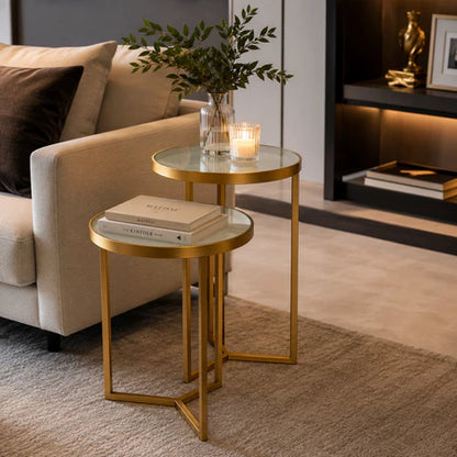 Kit 2 Mesas De Canto Espelhadas Gold
