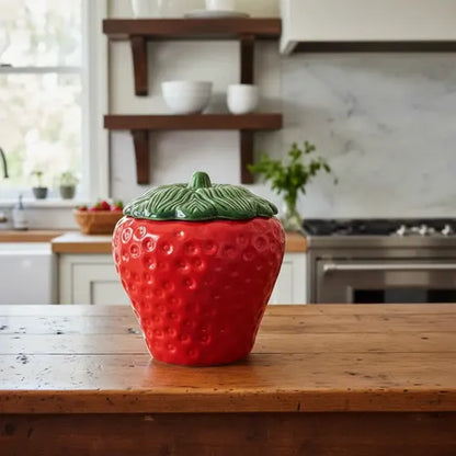 Compoteira Morango Cerâmica Esmaltada