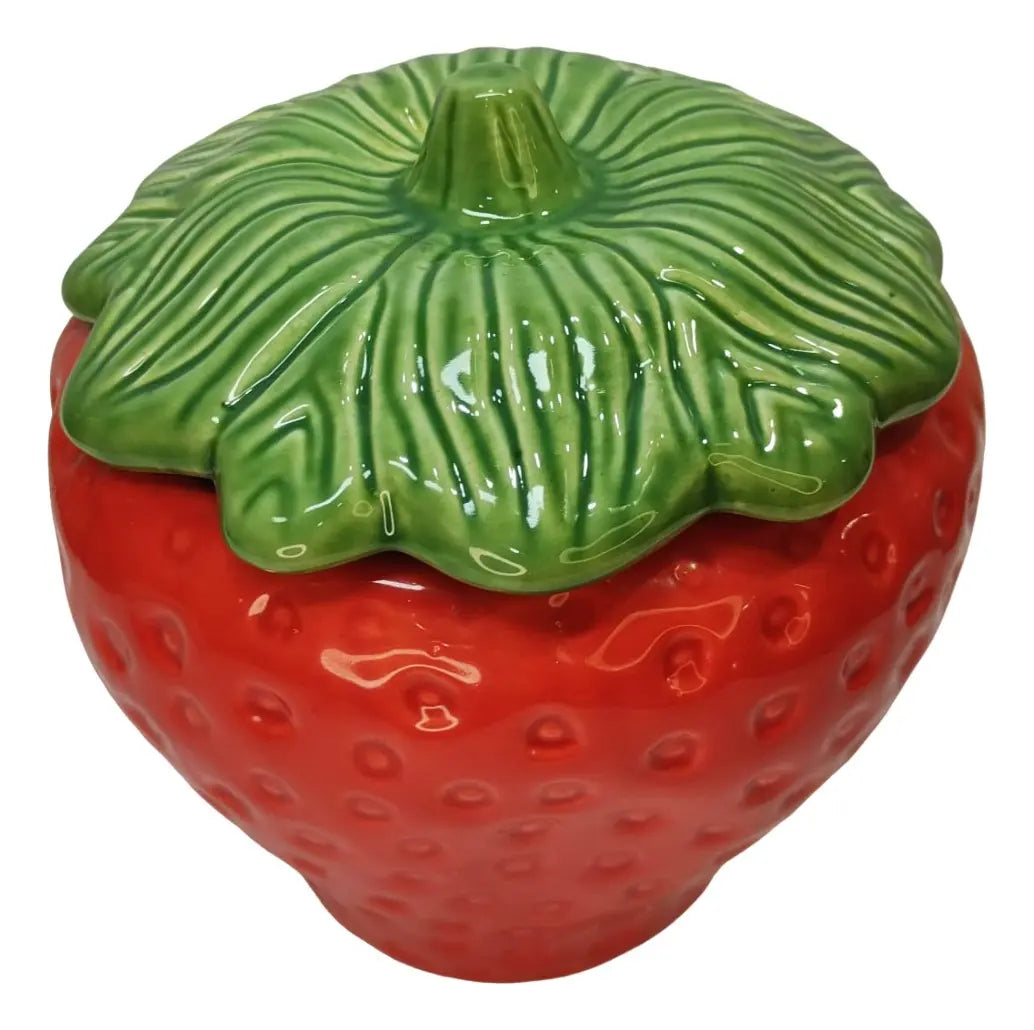 Compoteira Morango Cerâmica Esmaltada