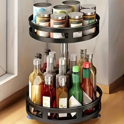 Organizador Giratório de Temperos 2 Andares – Porta Condimentos para Cozinha