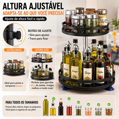 Organizador Giratório de Temperos 2 Andares – Porta Condimentos para Cozinha