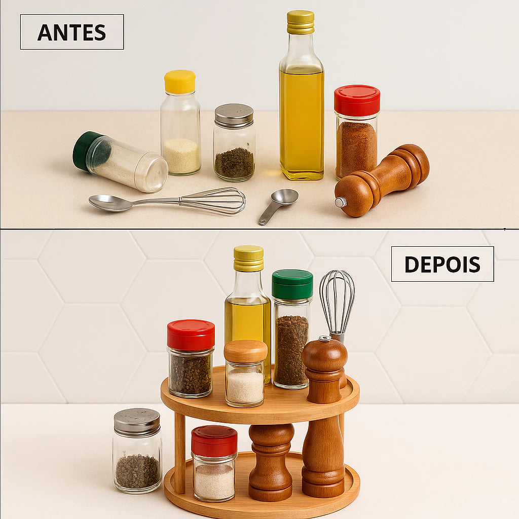Organizador Giratório Duplo Bambu