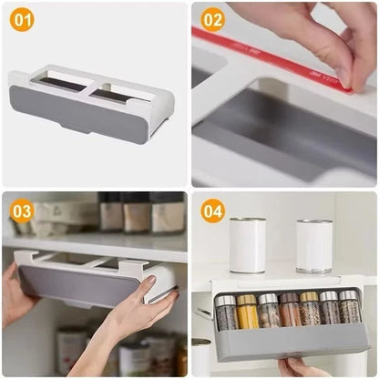 Organizador Porta Temperos Embutido com 6 Potes para Cozinha
