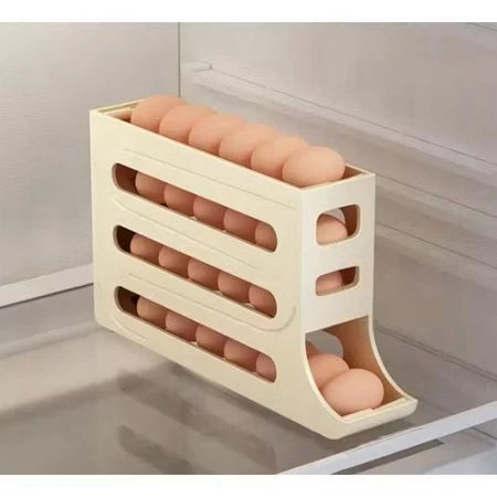 Organizador de Ovos 4 Níveis para Geladeira | Porta Ovos Deslizante com Capacidade para Até 30 Ovos