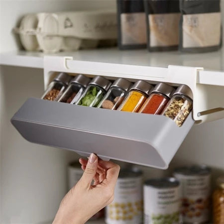 Organizador Porta Temperos Embutido com 6 Potes para Cozinha