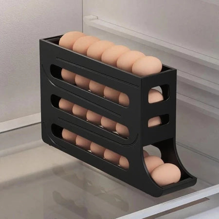 Organizador de Ovos 4 Níveis para Geladeira | Porta Ovos Deslizante com Capacidade para Até 30 Ovos