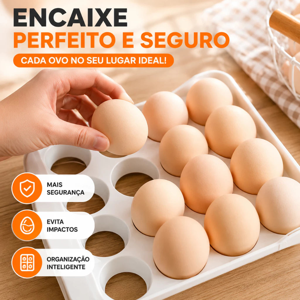 Gaveteiro Organizador de Ovos para Geladeira com 2 Gavetas Deslizantes – Capacidade para 32 Ovos