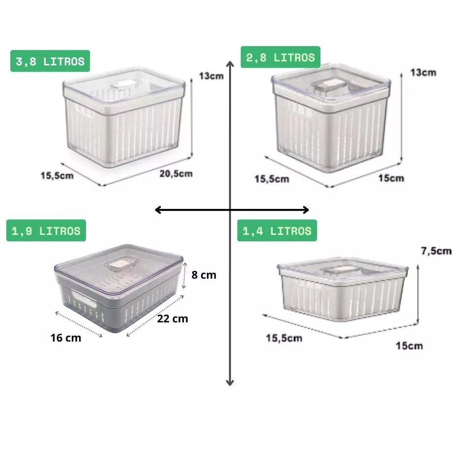 Kit Organizador De Geladeira Multiuso Acrílico Com Tampa