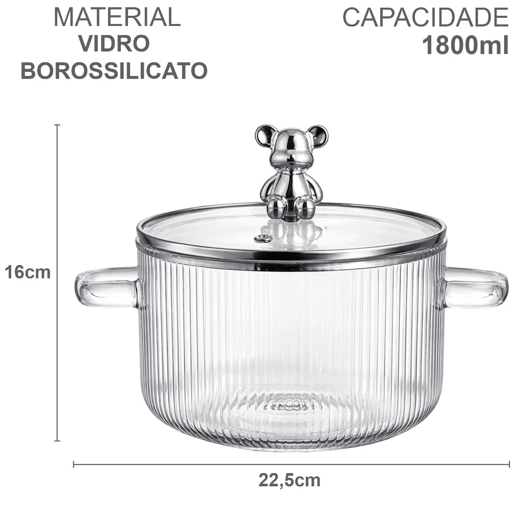 Caçarola De Vidro Plissado Panda