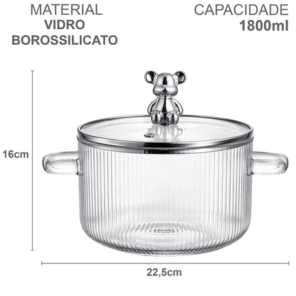 Caçarola De Vidro Plissado Panda