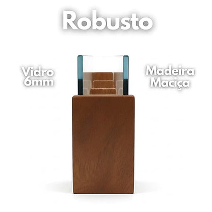 Porta Utensílios De Vidro E Madeira Housee