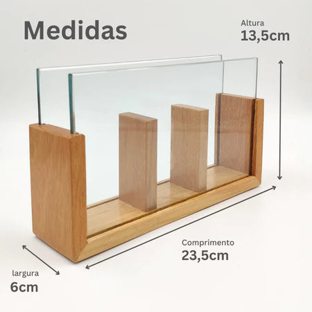 Porta Utensílios De Vidro E Madeira Housee