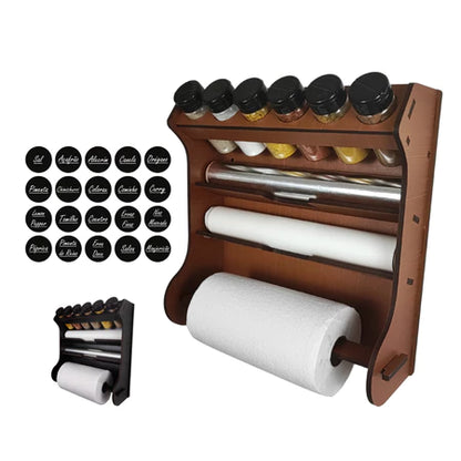 Organizador de Parede para Cozinha Porta Temperos e Papéis com 6 Potes