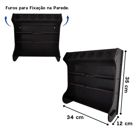 Organizador de Parede para Cozinha Porta Temperos e Papéis com 6 Potes